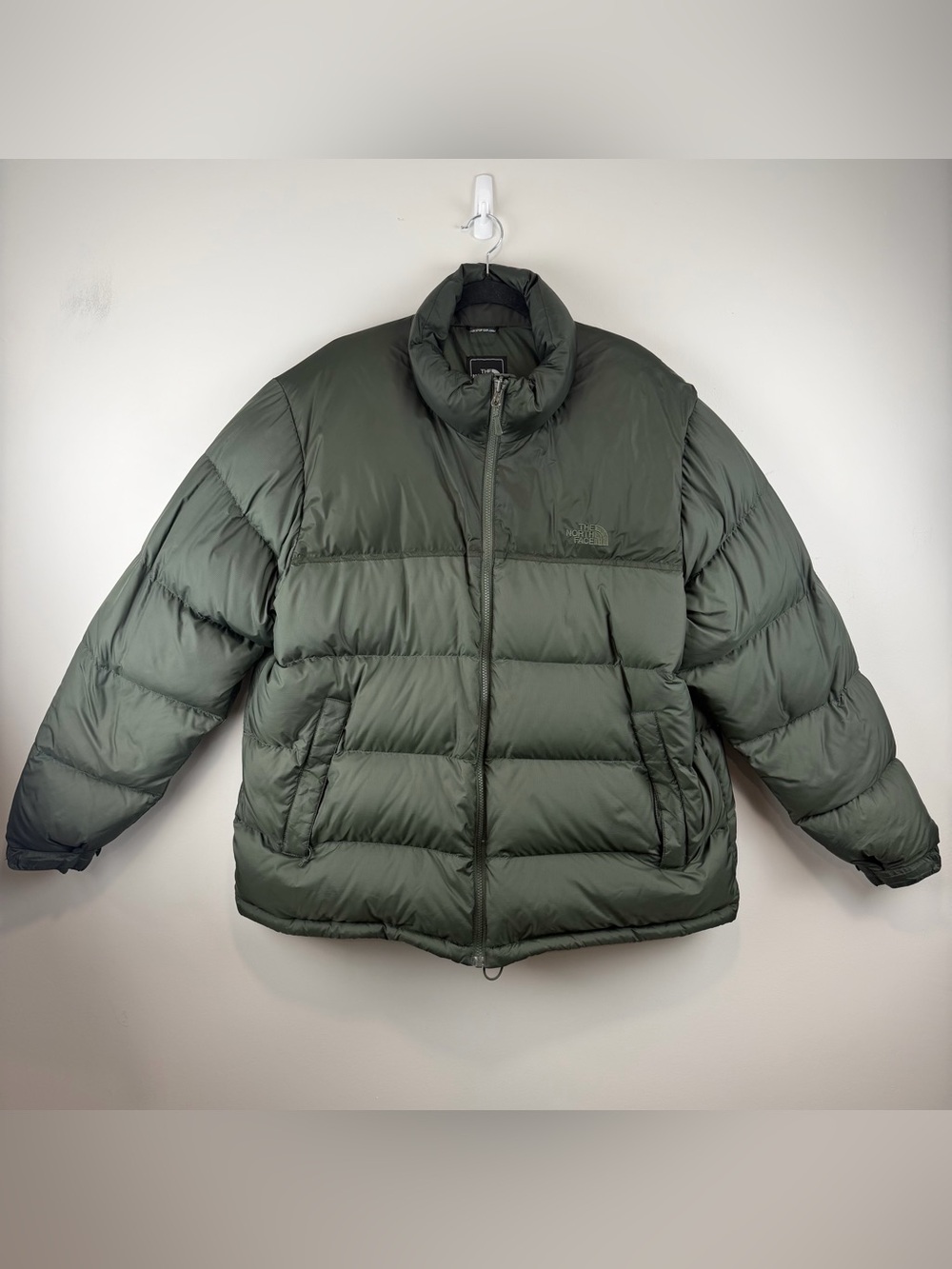 THE NORTH FACE Men's 700 Down Jacket Olive Green Inner Zipped Pocket Size XXL